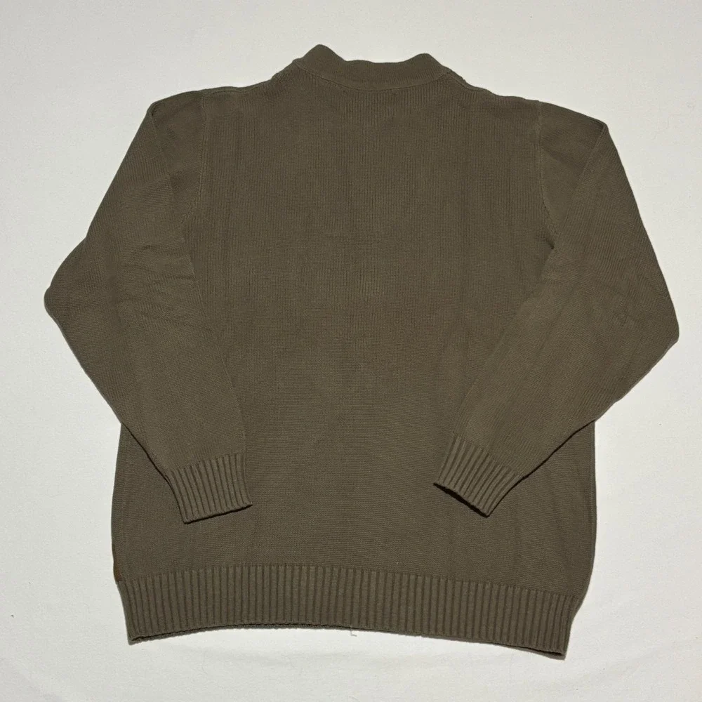 New Clearwater Outfitters Henley Sweater Mens Large Olive Green Cotton Ribbed